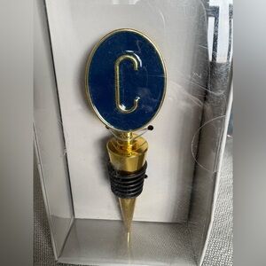 Kirklands Blue and Gold Monogram Wine Stopper
